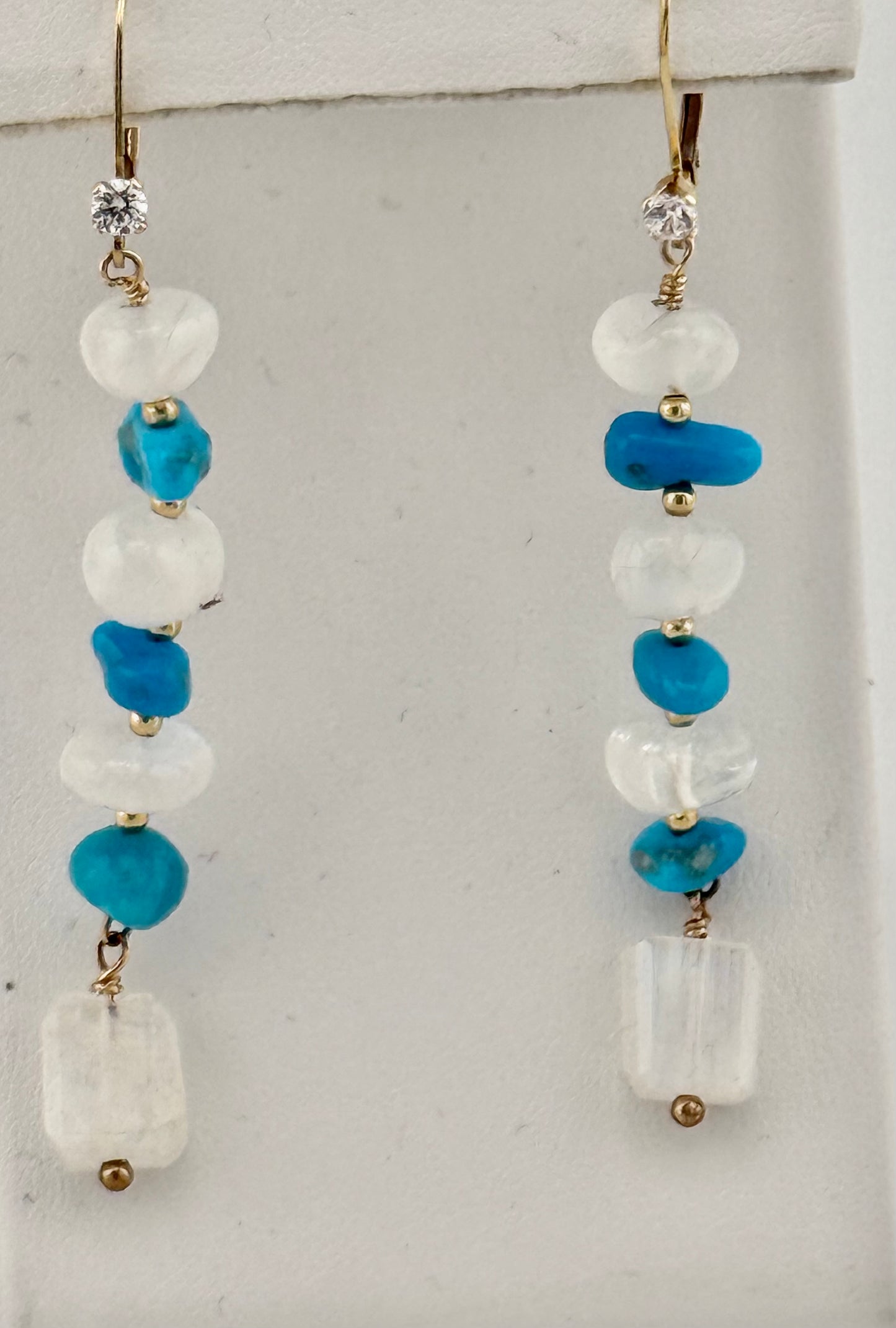 Sleeping beauty turquoise & moonstone earrings