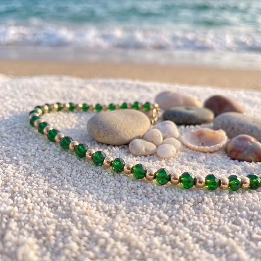 Gold filled and jade bracelet