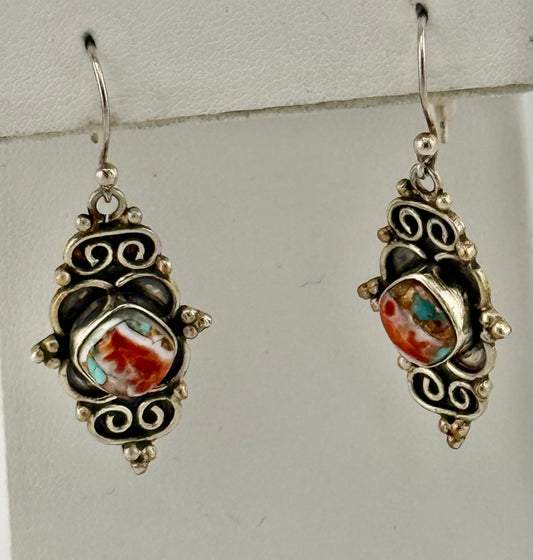 Oyster Turq & SS Earrings