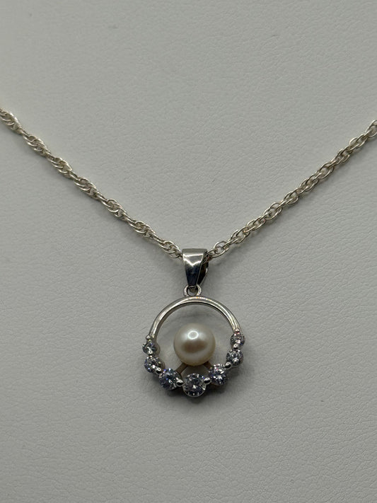Cubic Zirconia and Pearl Necklace