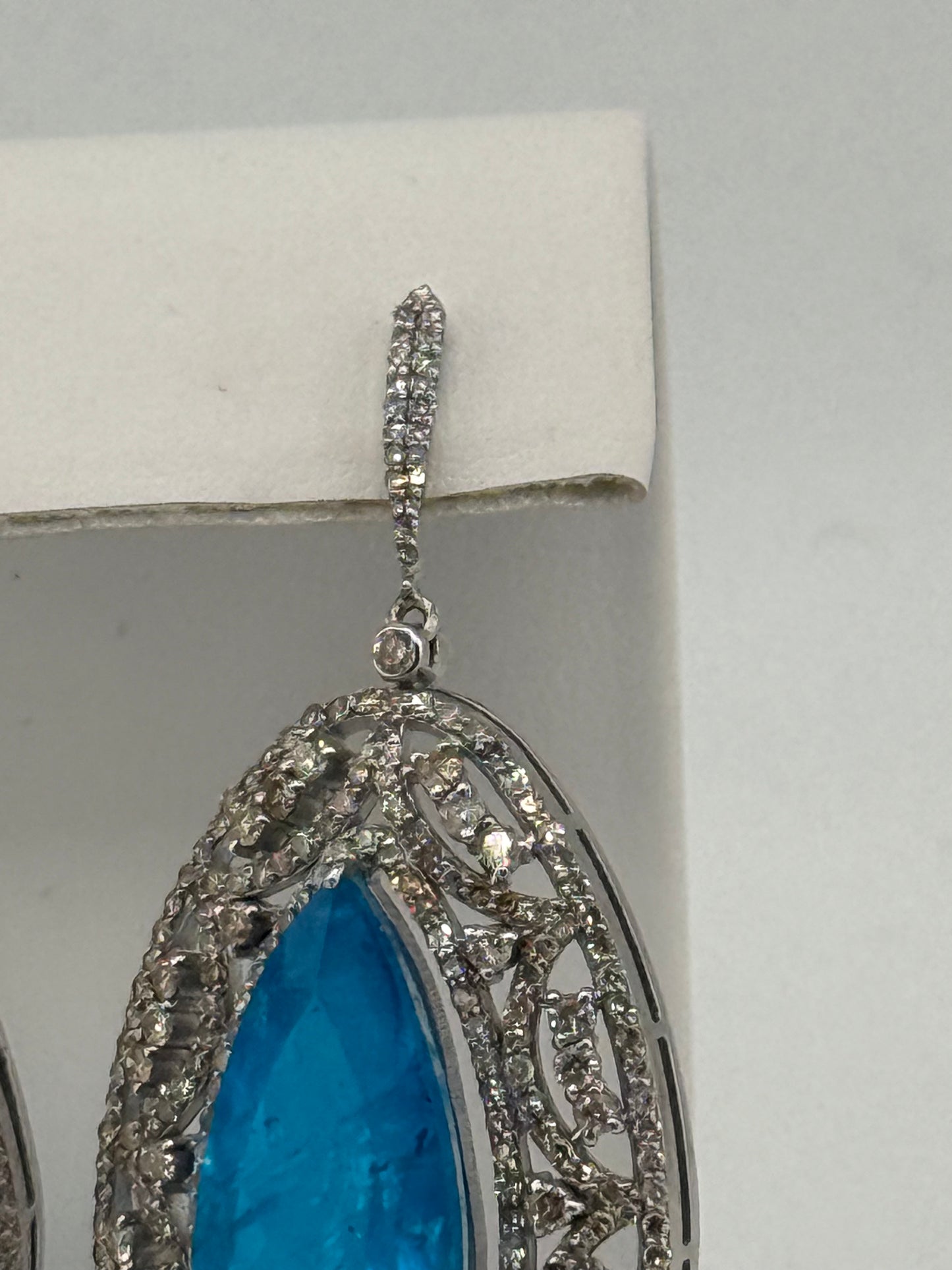 Blue Topaz & Diamond (5.9 cts) Earrings