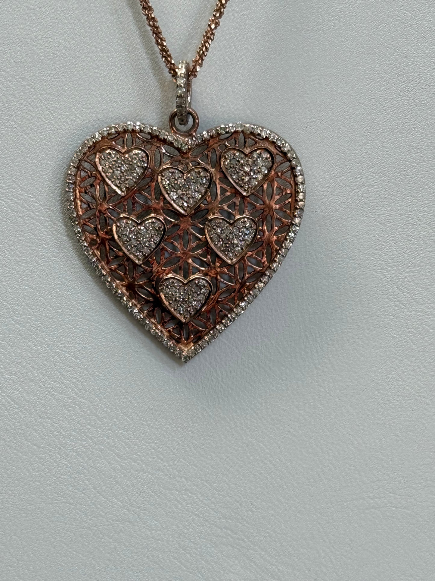 Heart Diamond Necklace Rose Gold