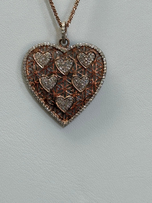 Heart Diamond Necklace Rose Gold