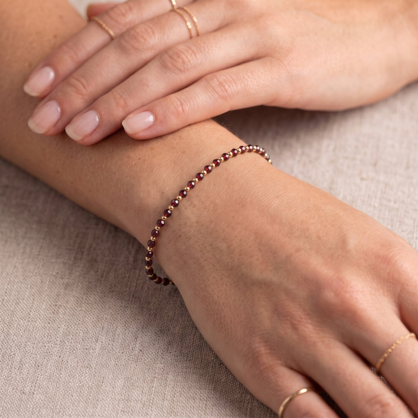 Garnet and Gold Filled Bracelet