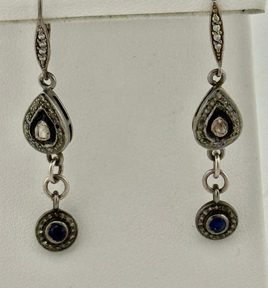 Diamond  and Sapphire Earrings