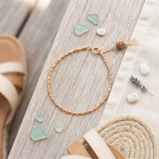 Peach Moonstone and Gold Filled Bracelet