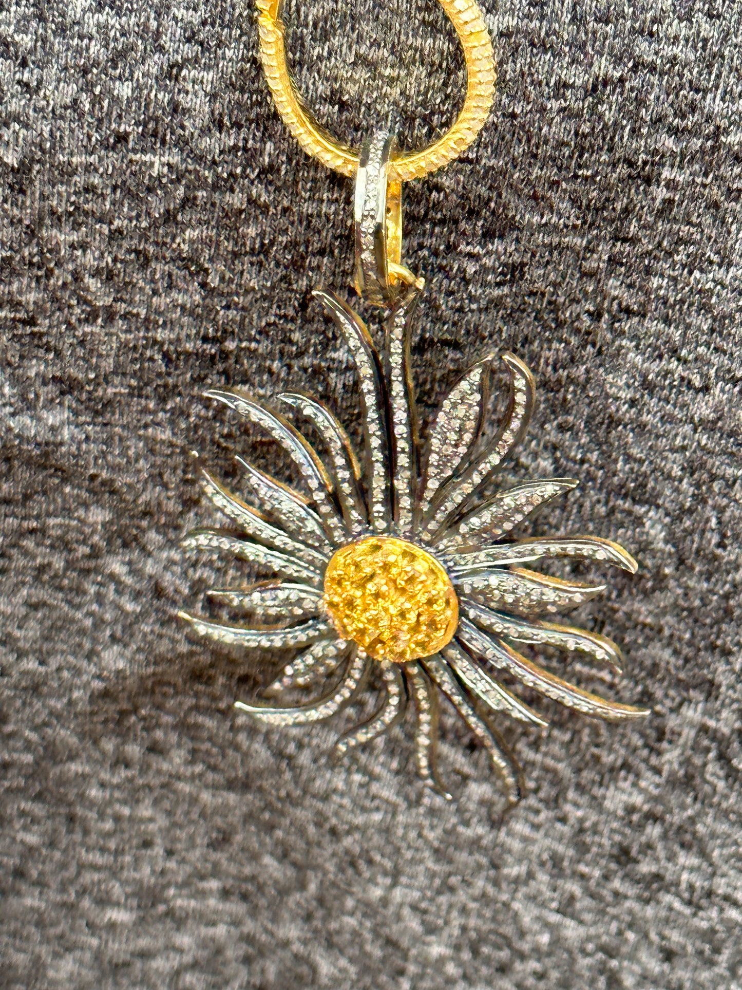 Citrine and Diamond Sun Necklace
