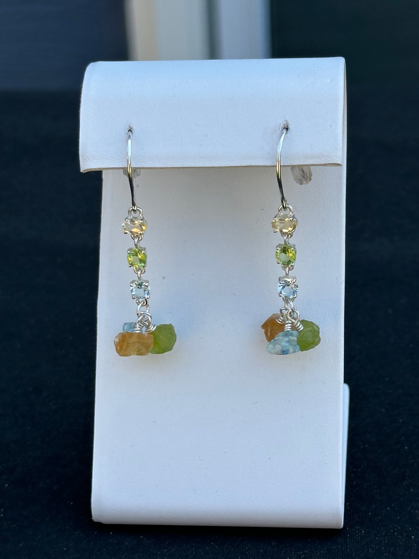 Blue Topaz, Peridot and Citrine Earrings