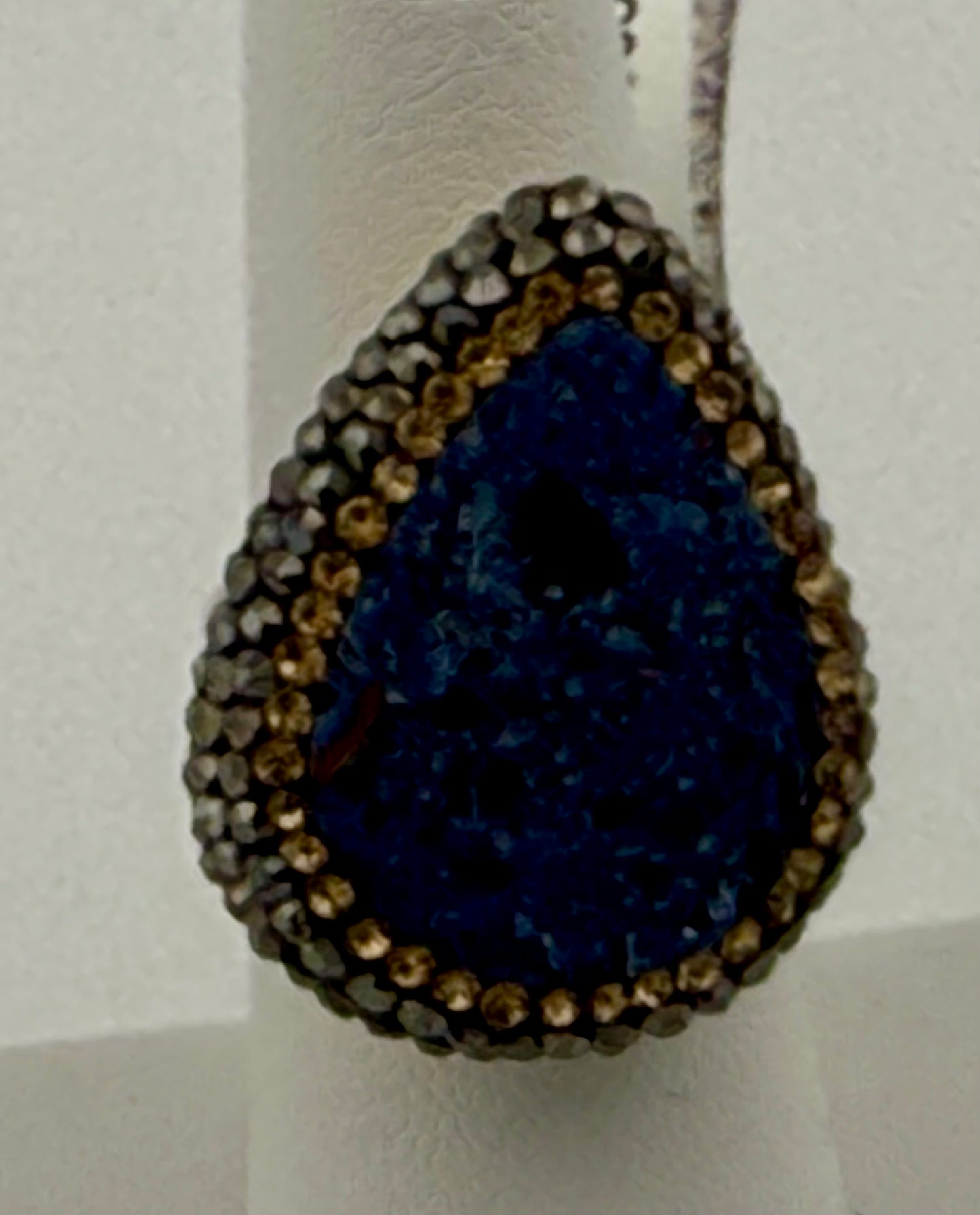 Blue Druzy Quartz Marcasite Ring