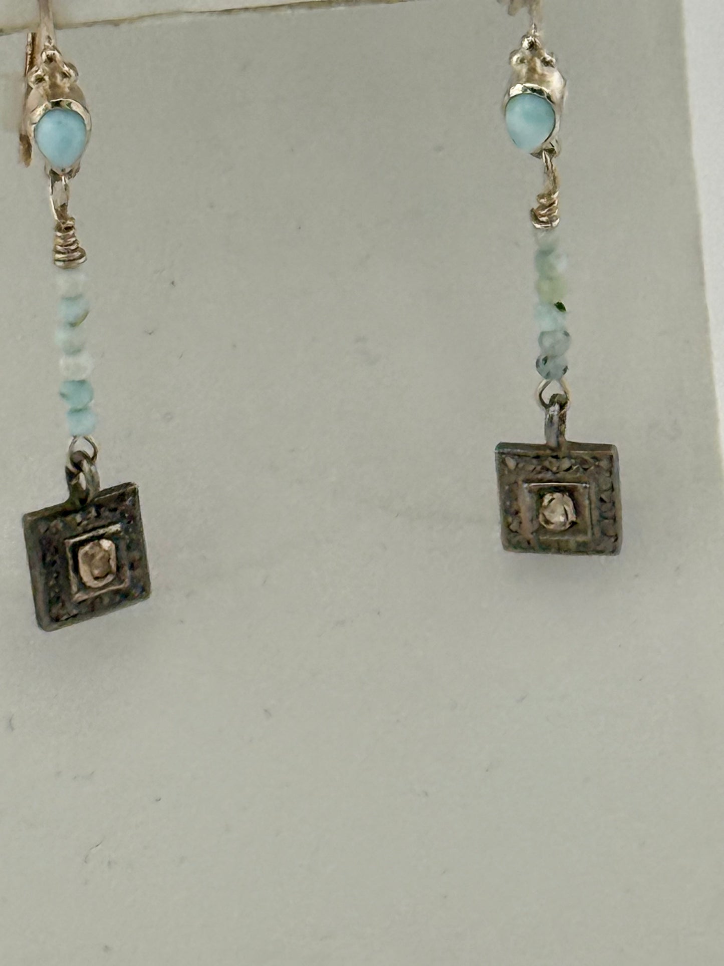 Larimar & Diamond Earrings