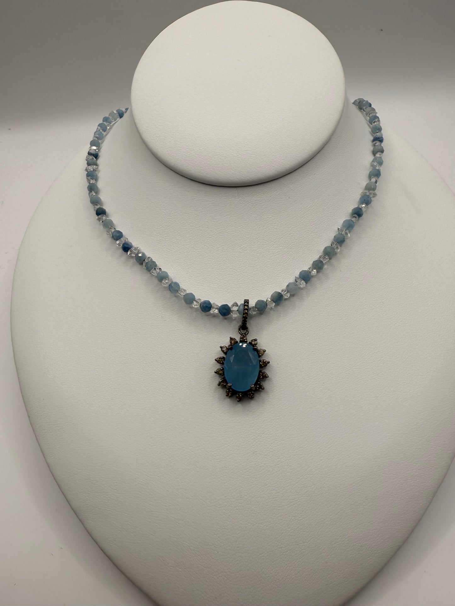 Aquamarine and Diamond Necklace