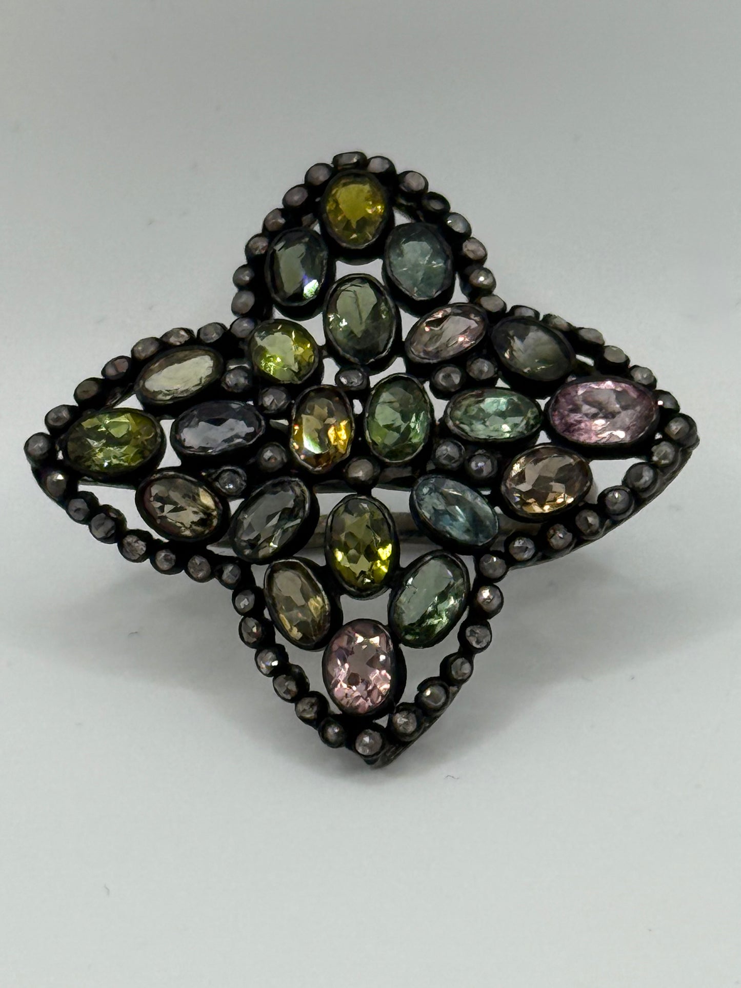 Multi-Color Tourmaline and Diamond Ring