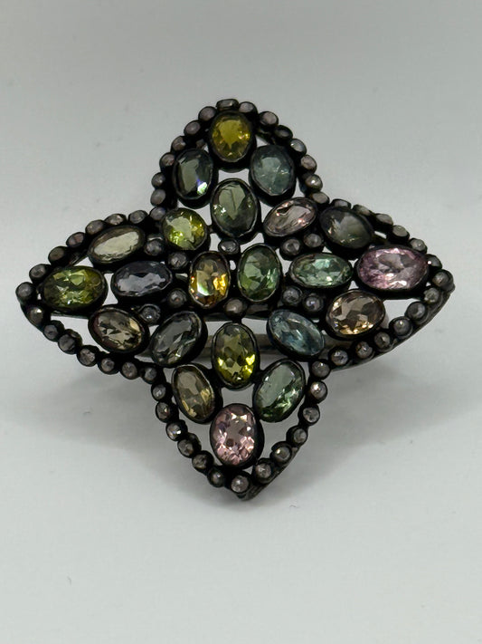 Multi-Color Tourmaline and Diamond Ring