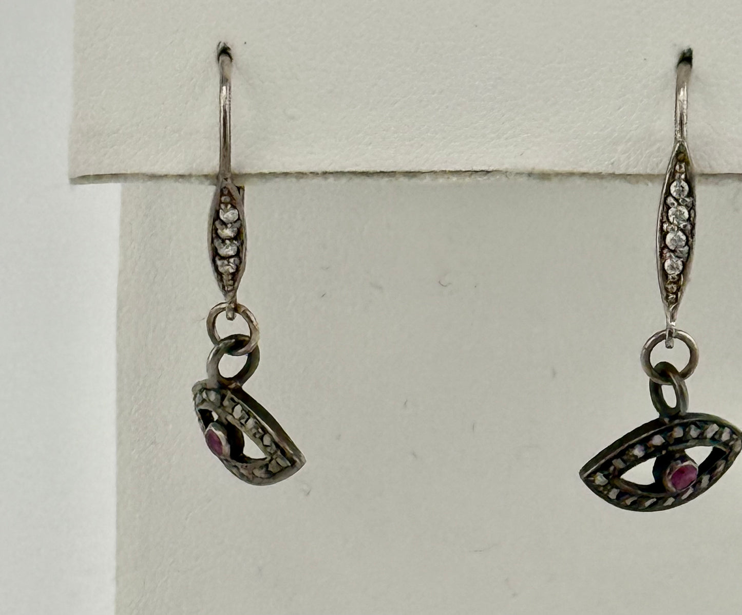 Diamond ruby Evil Eye Earrings
