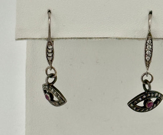 Diamond ruby Evil Eye Earrings