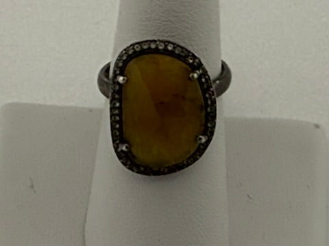 Yellow Sapphire and White Topaz Ring