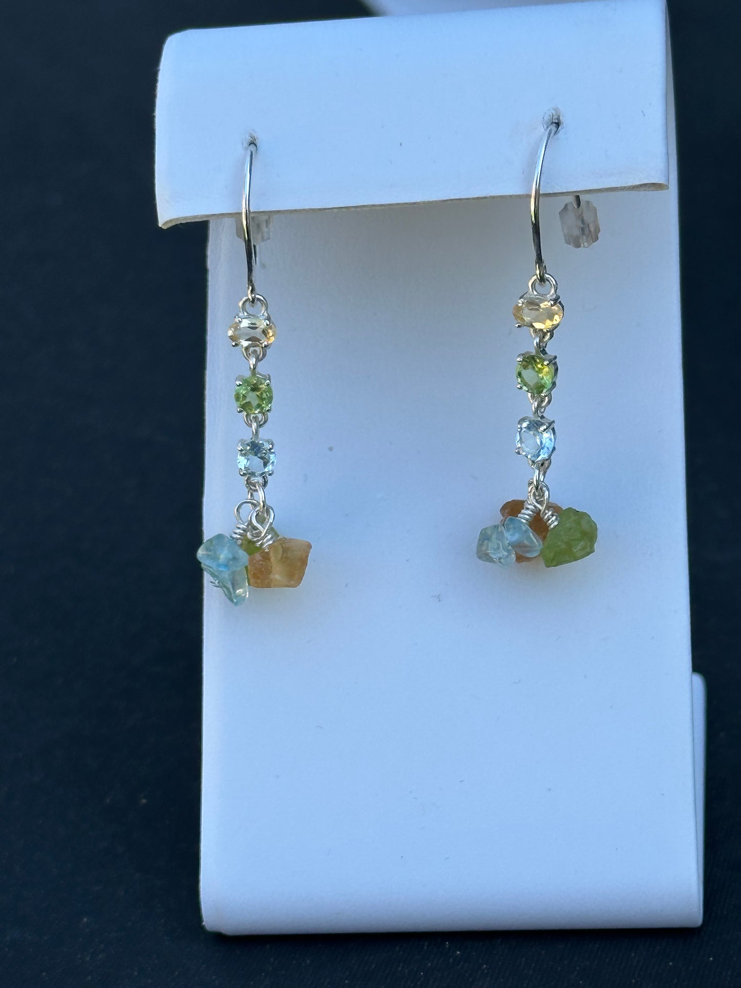 Blue Topaz, Peridot and Citrine Earrings