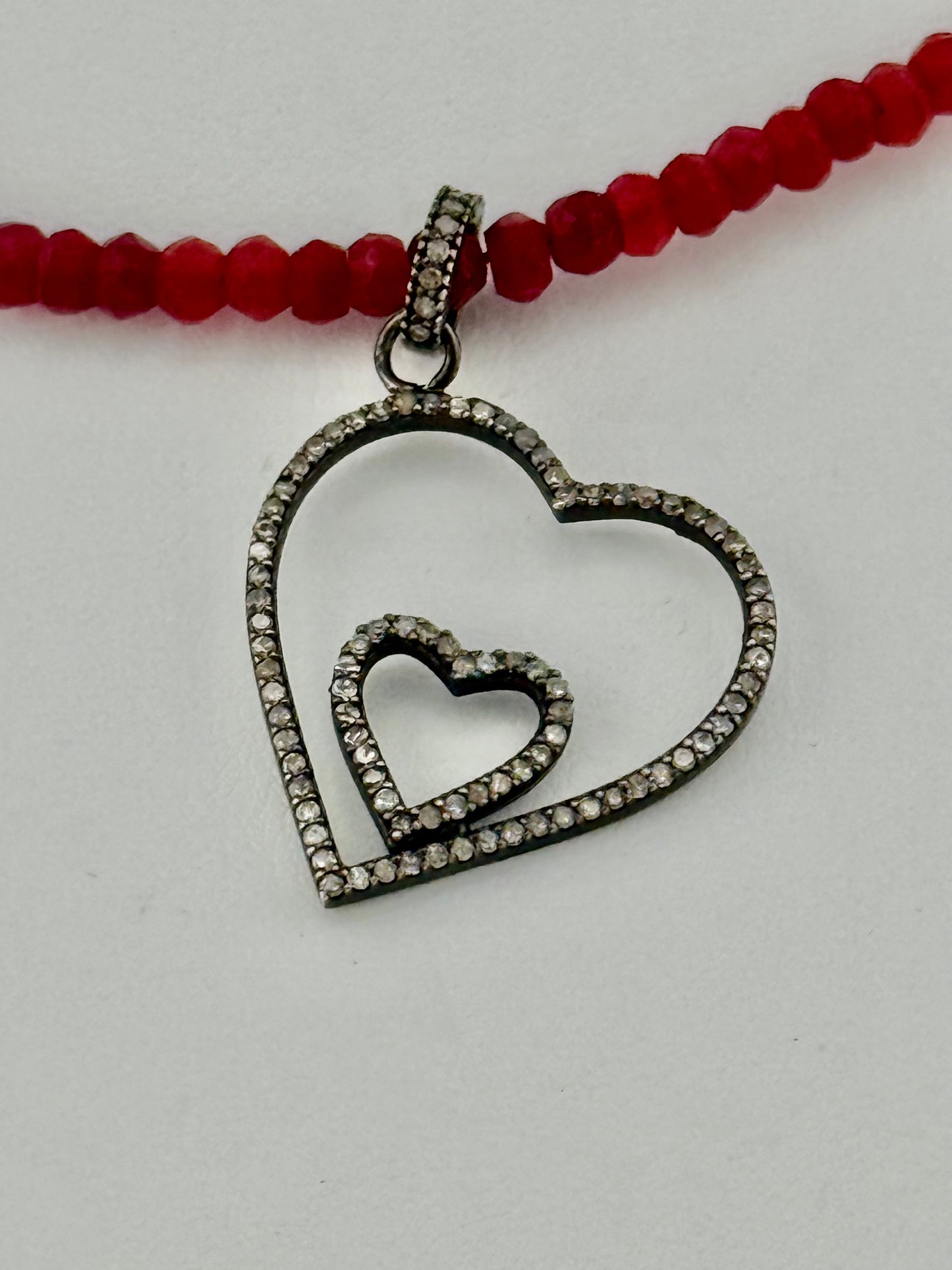 Ruby and Double Heart Necklace