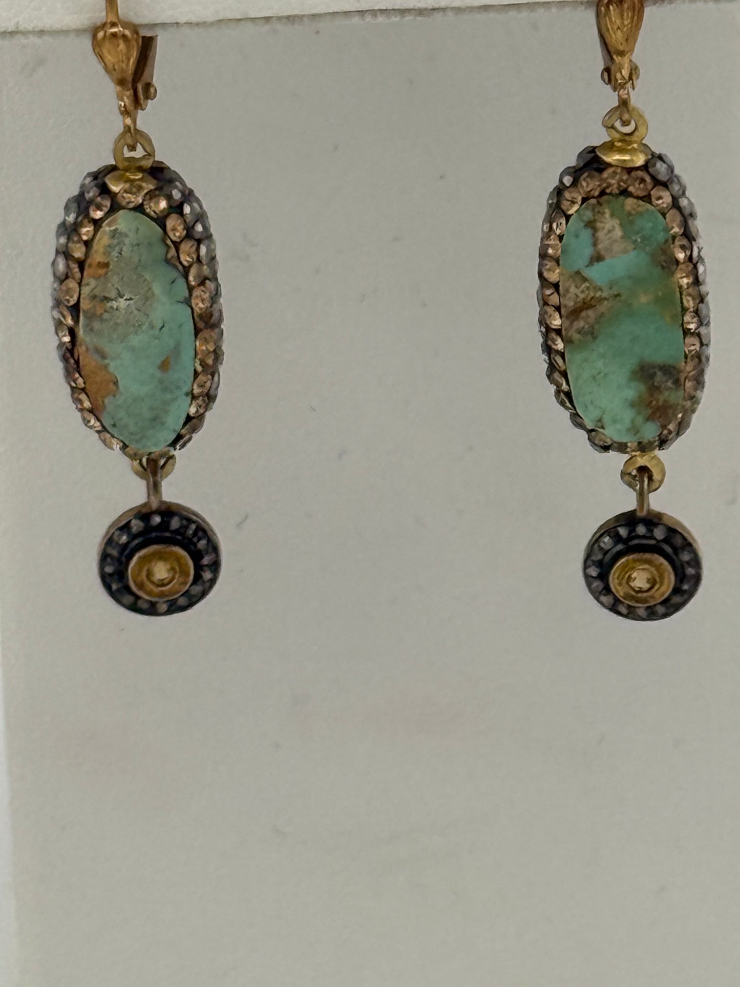 Turquoise Swarovski Diamond & Citrine Earrings