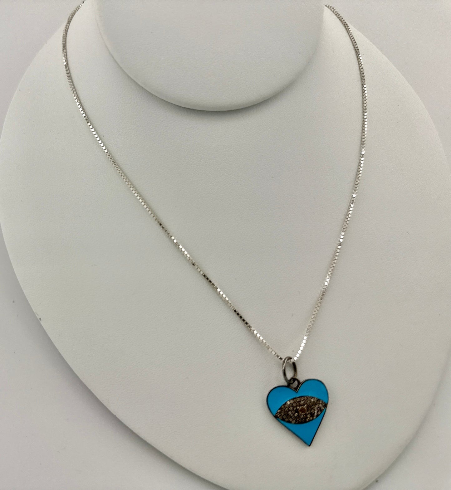 Blue Heart Diamond Necklace with Eye