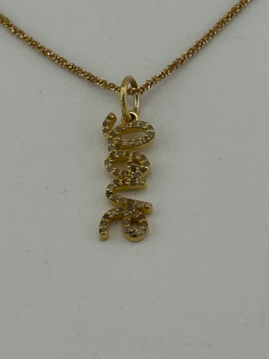 Love Diamond Script Necklace