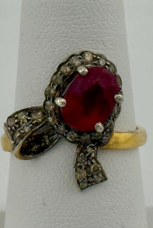 Ruby Diamond Ribbon Ring