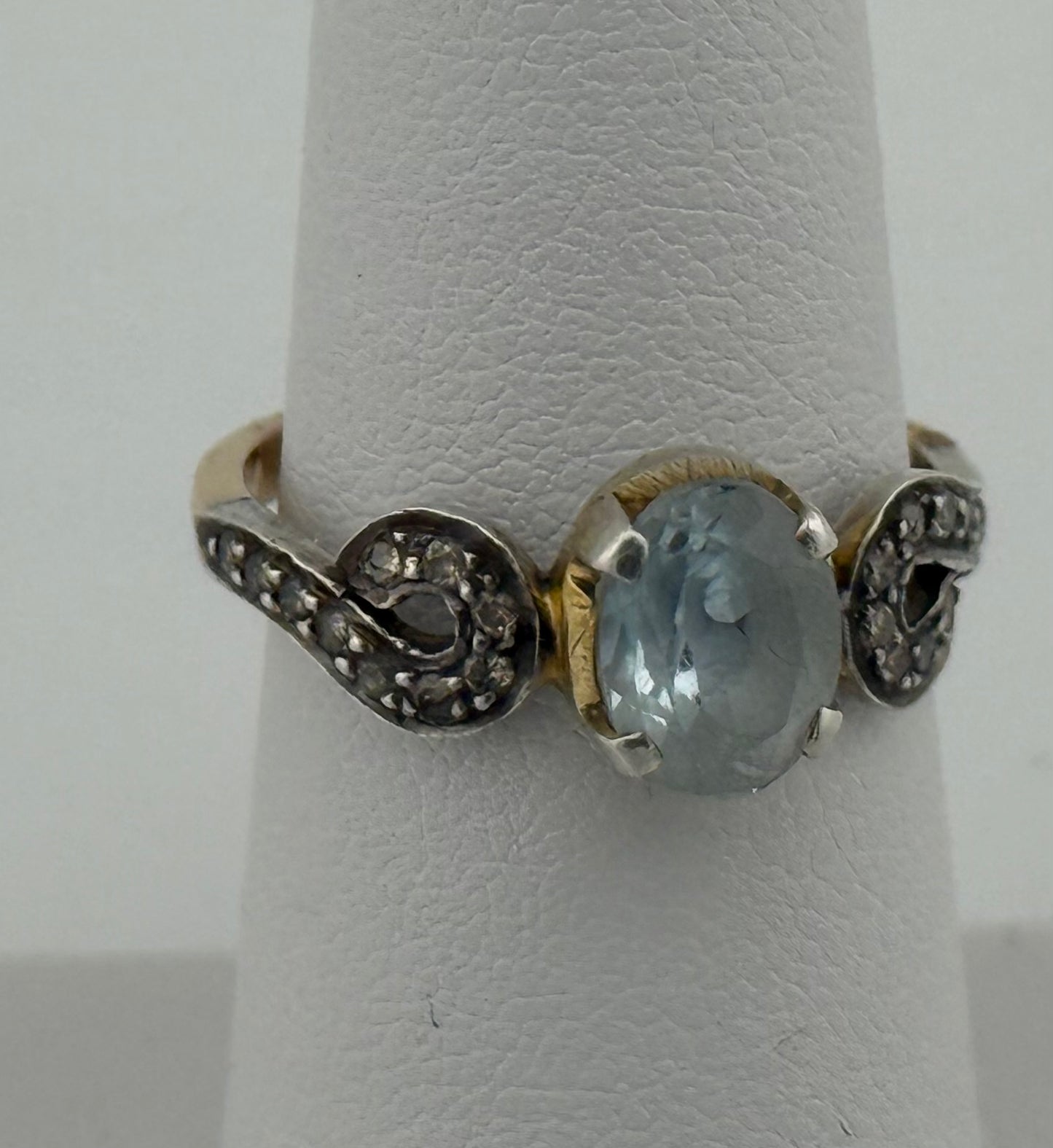 Aquamarine Diamond 14K Ring