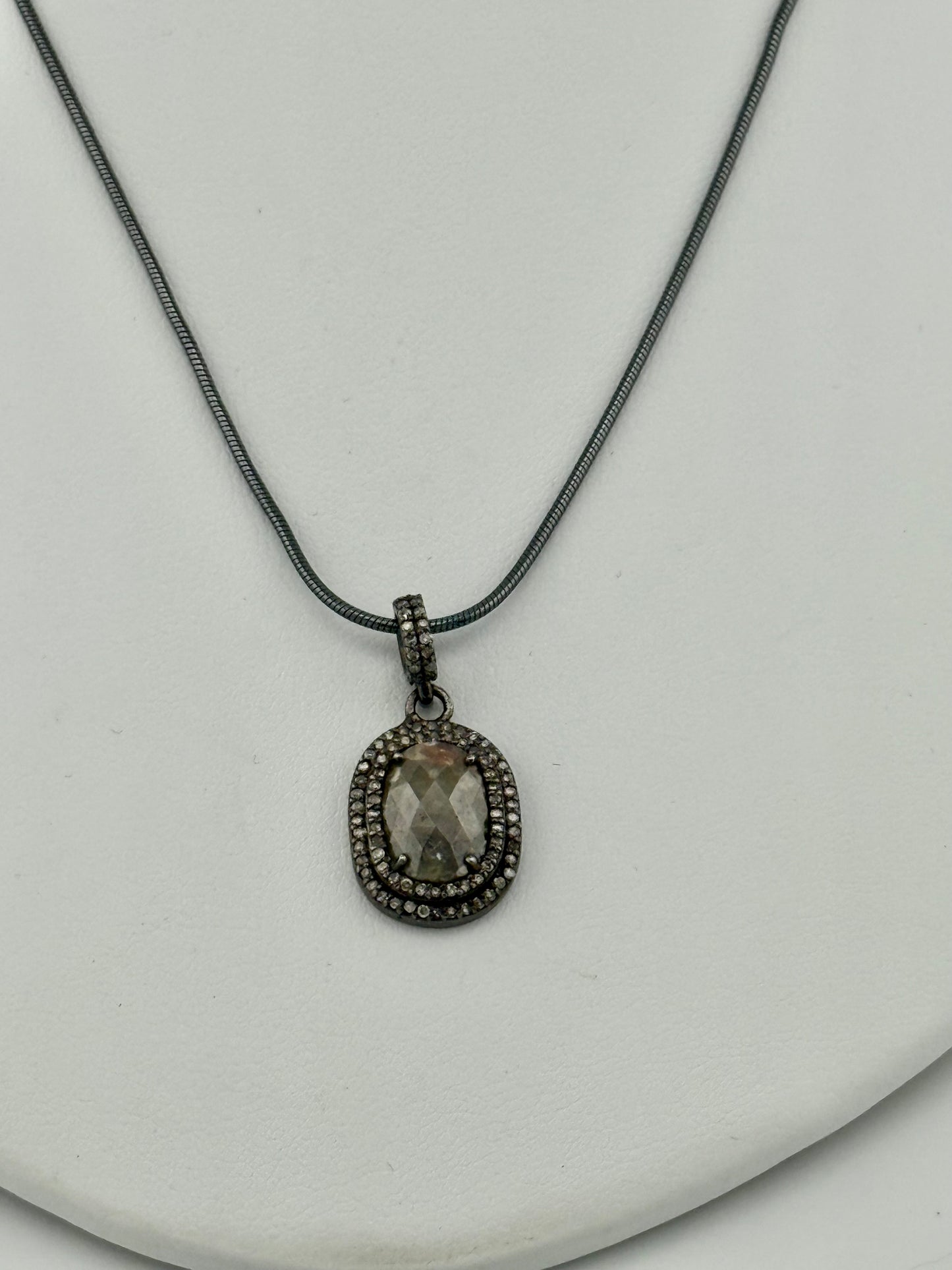 Tan/brown raw diamond necklace