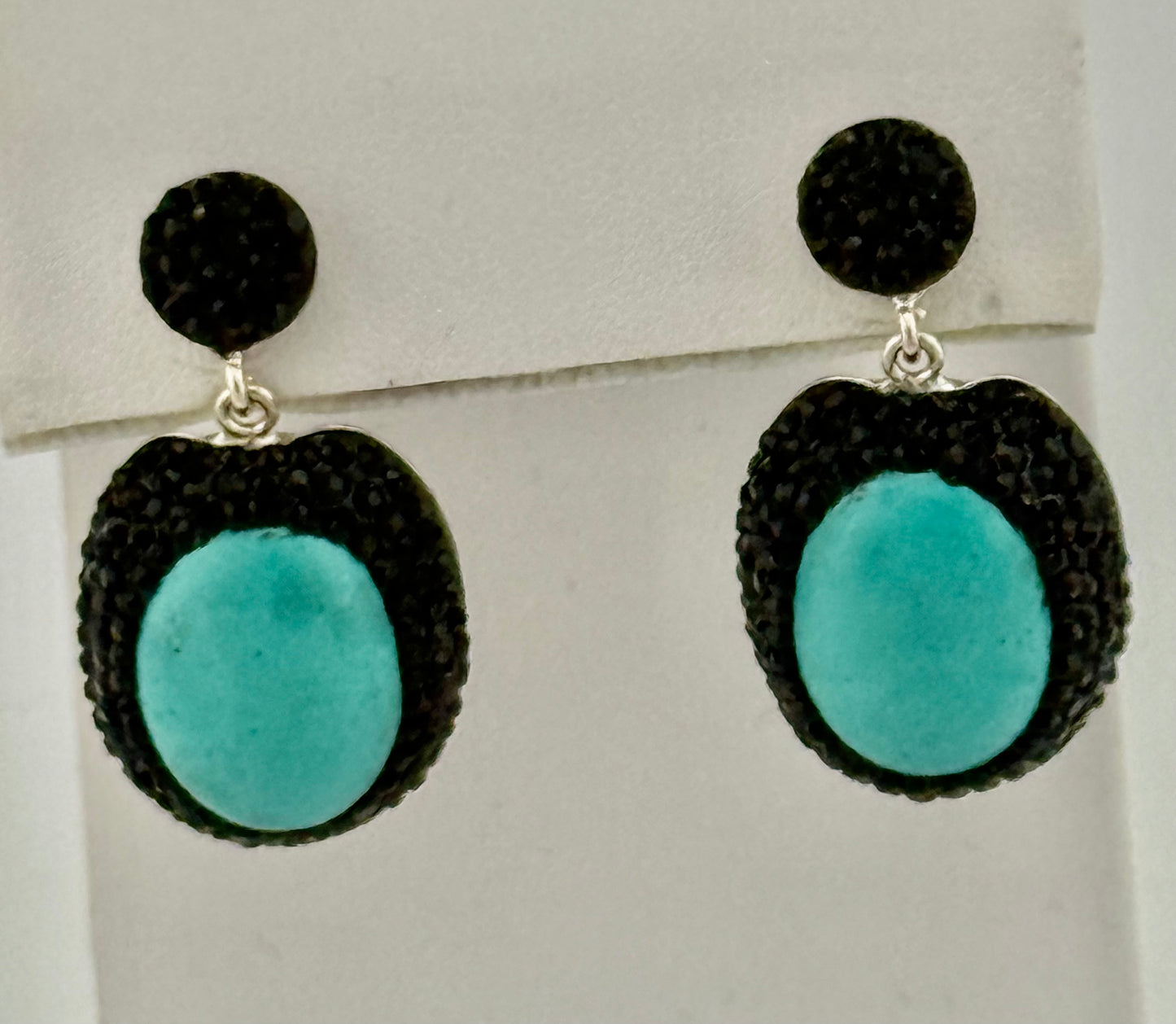 Turquoise and Black Crystal Earrings