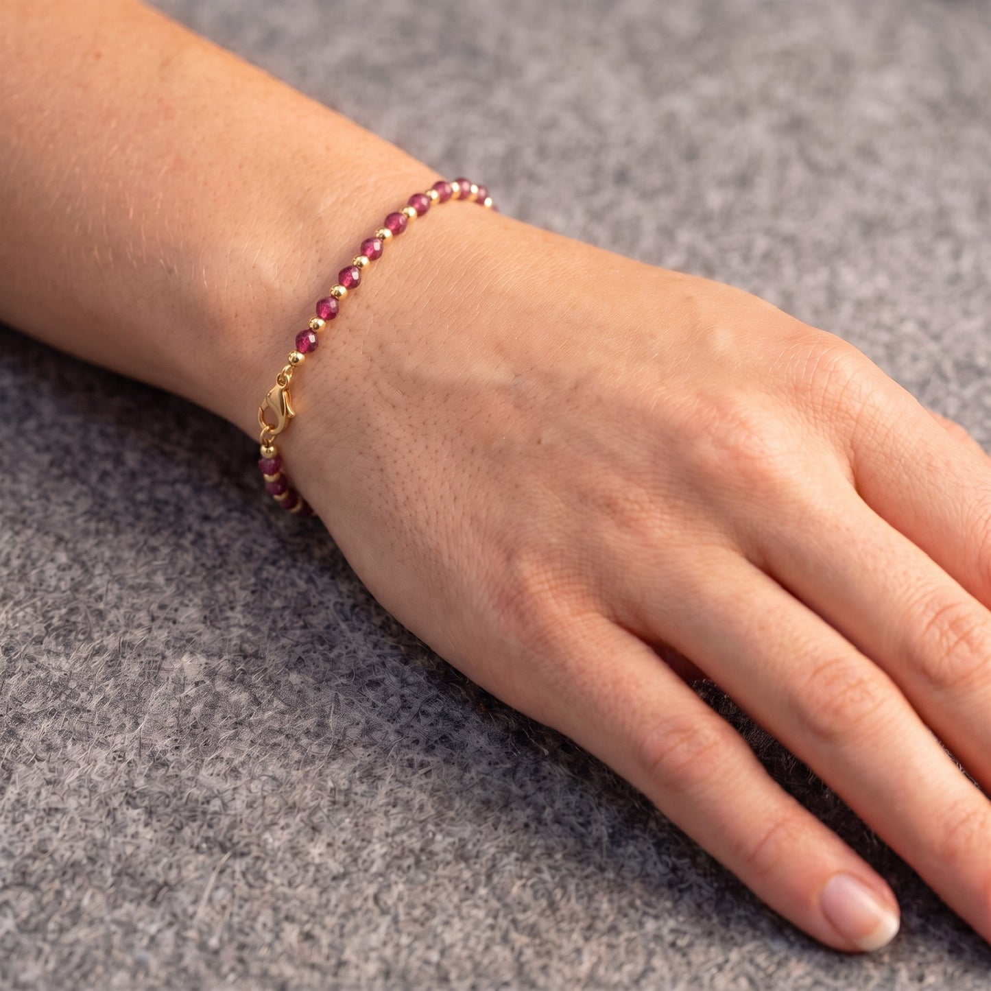 Pink Zircon and Gold Filled Bracelet