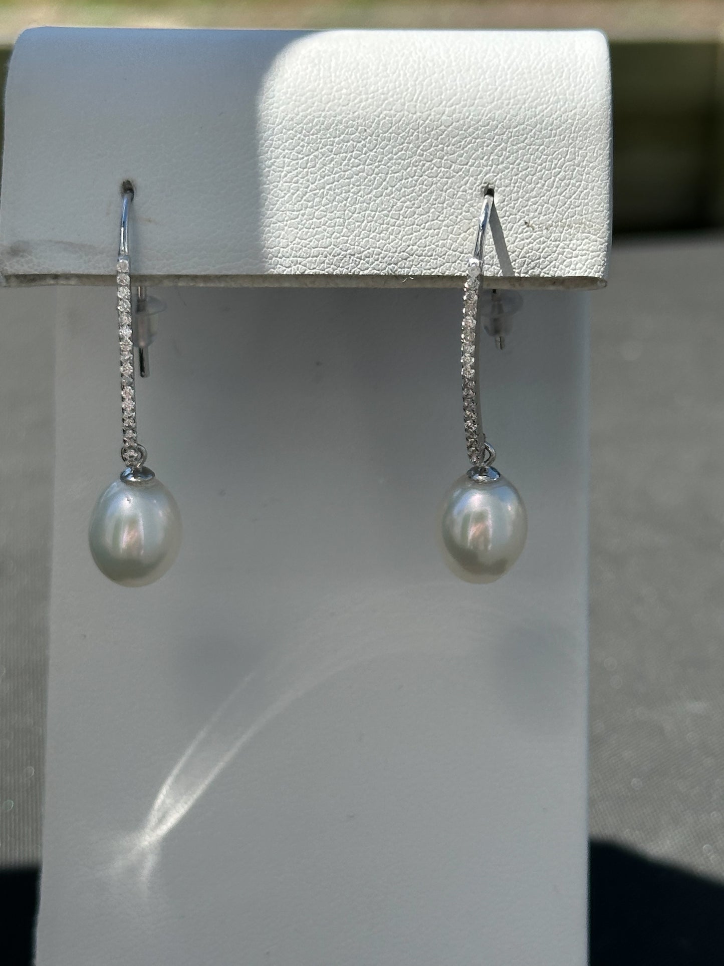 Pearl & CZ Dangle Earrings