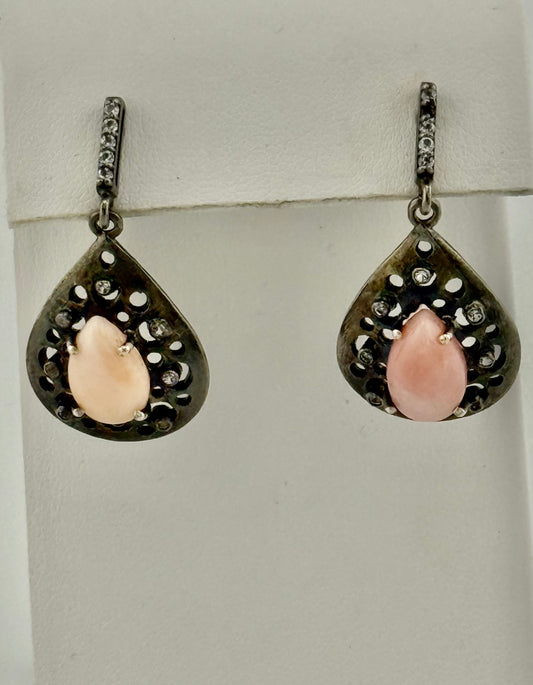 Opal & White Topaz Earrings