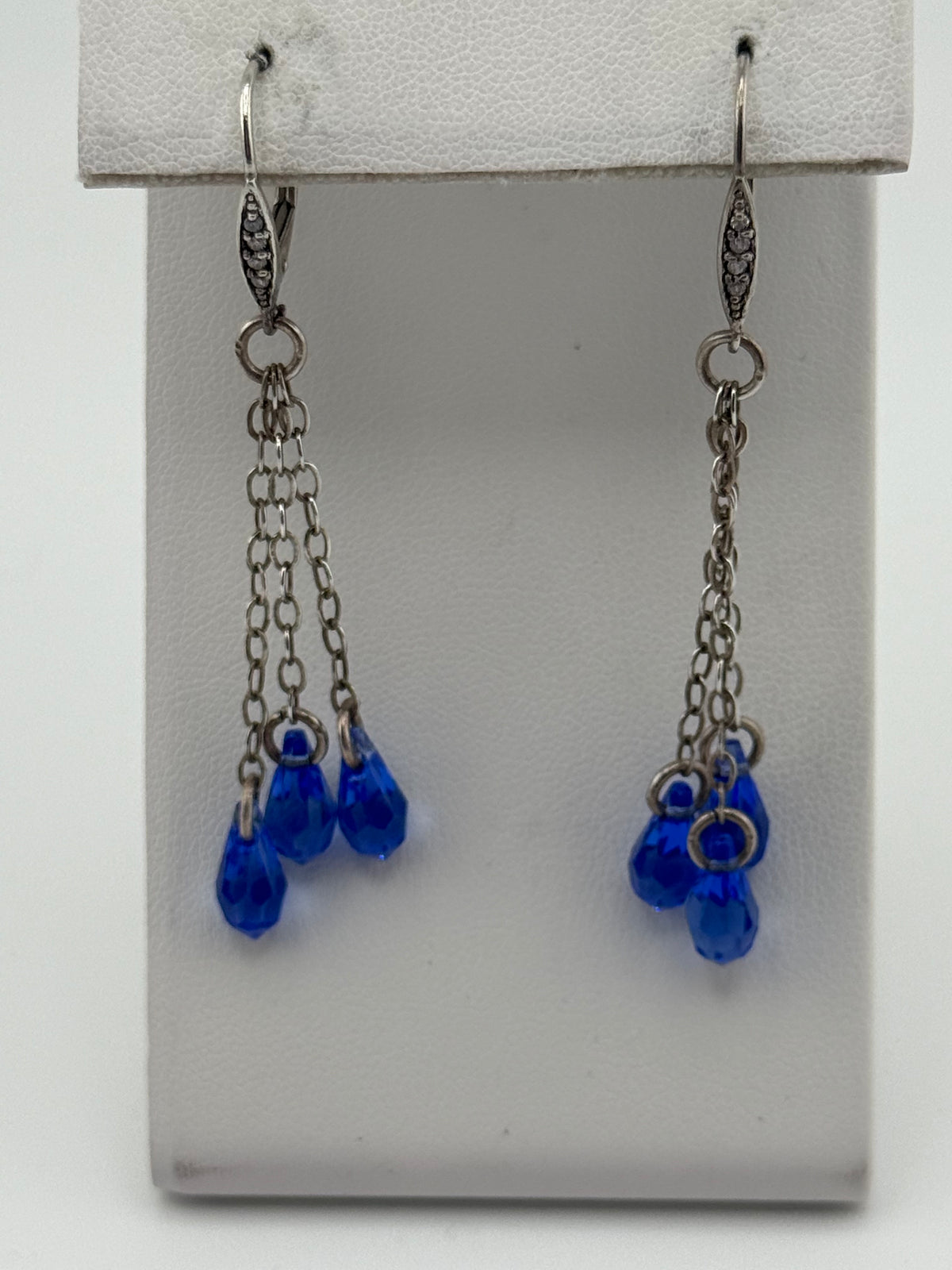 Swarovski Crystal and Sterling Silver Chain Earrings