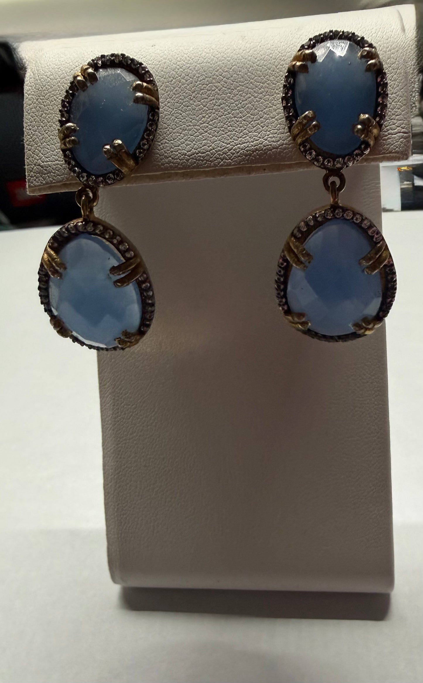 Chalcedony and White Topaz Earrings