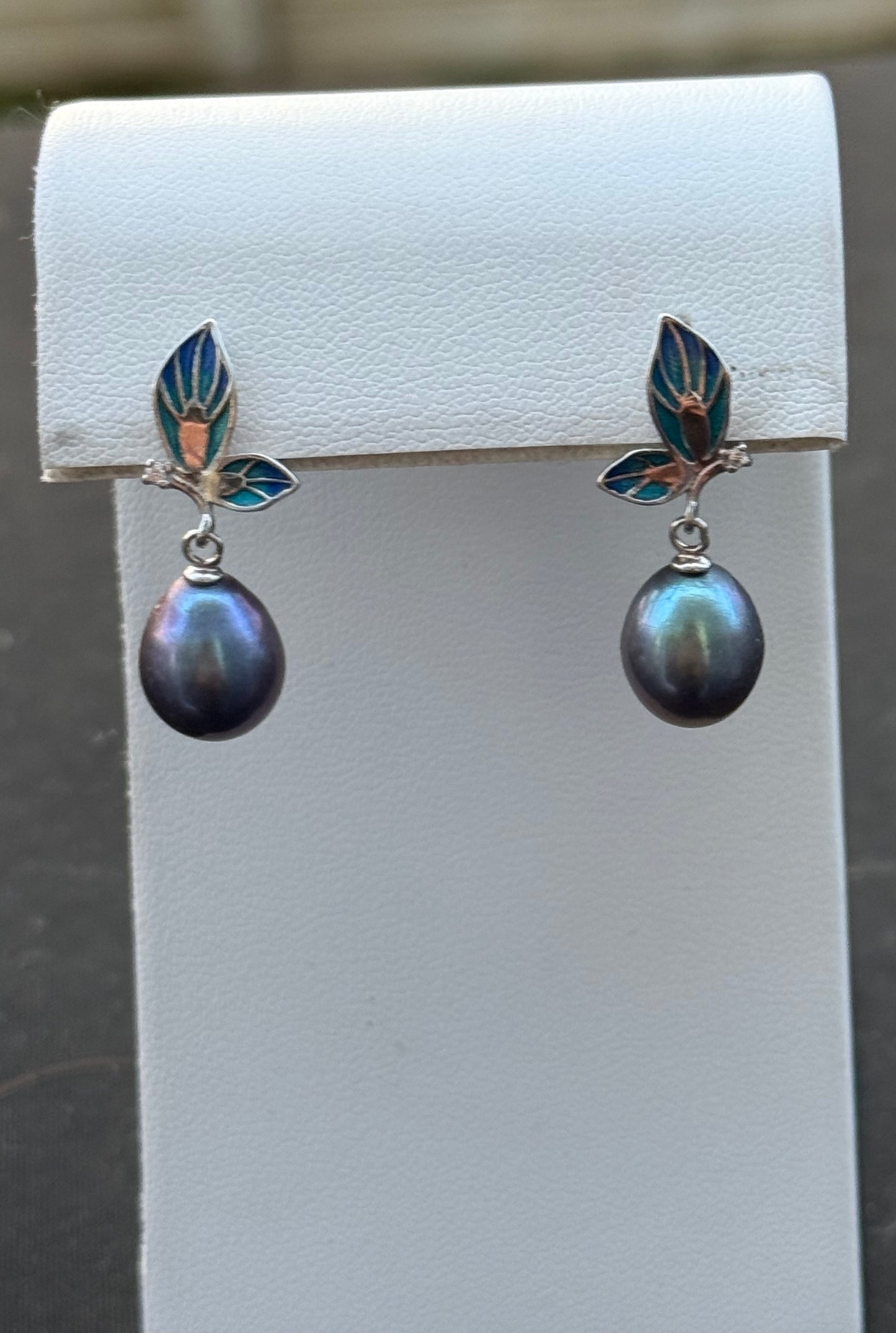 Butterfly and Peacock Pearl Earrings