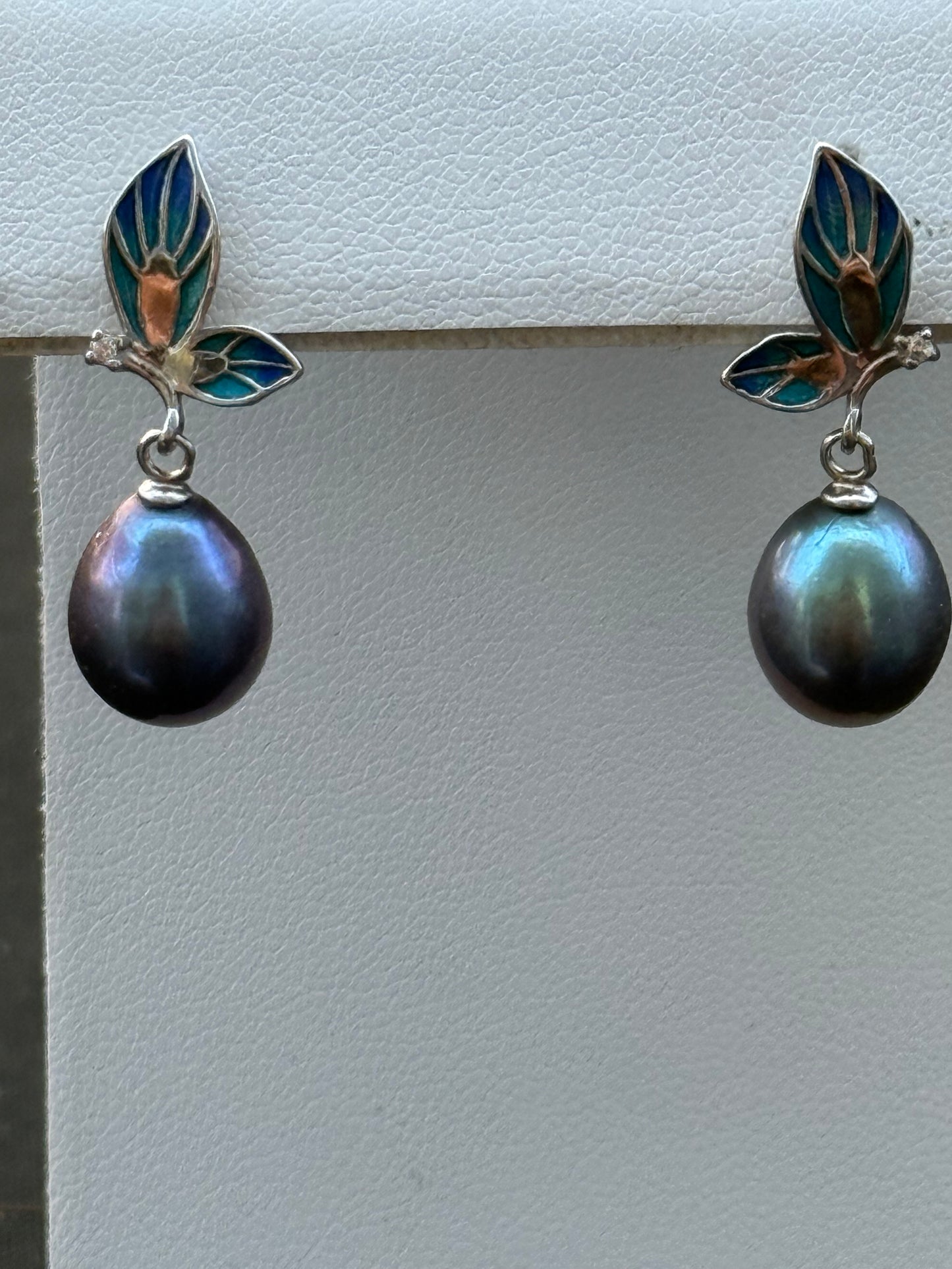 Butterfly and Peacock Pearl Earrings