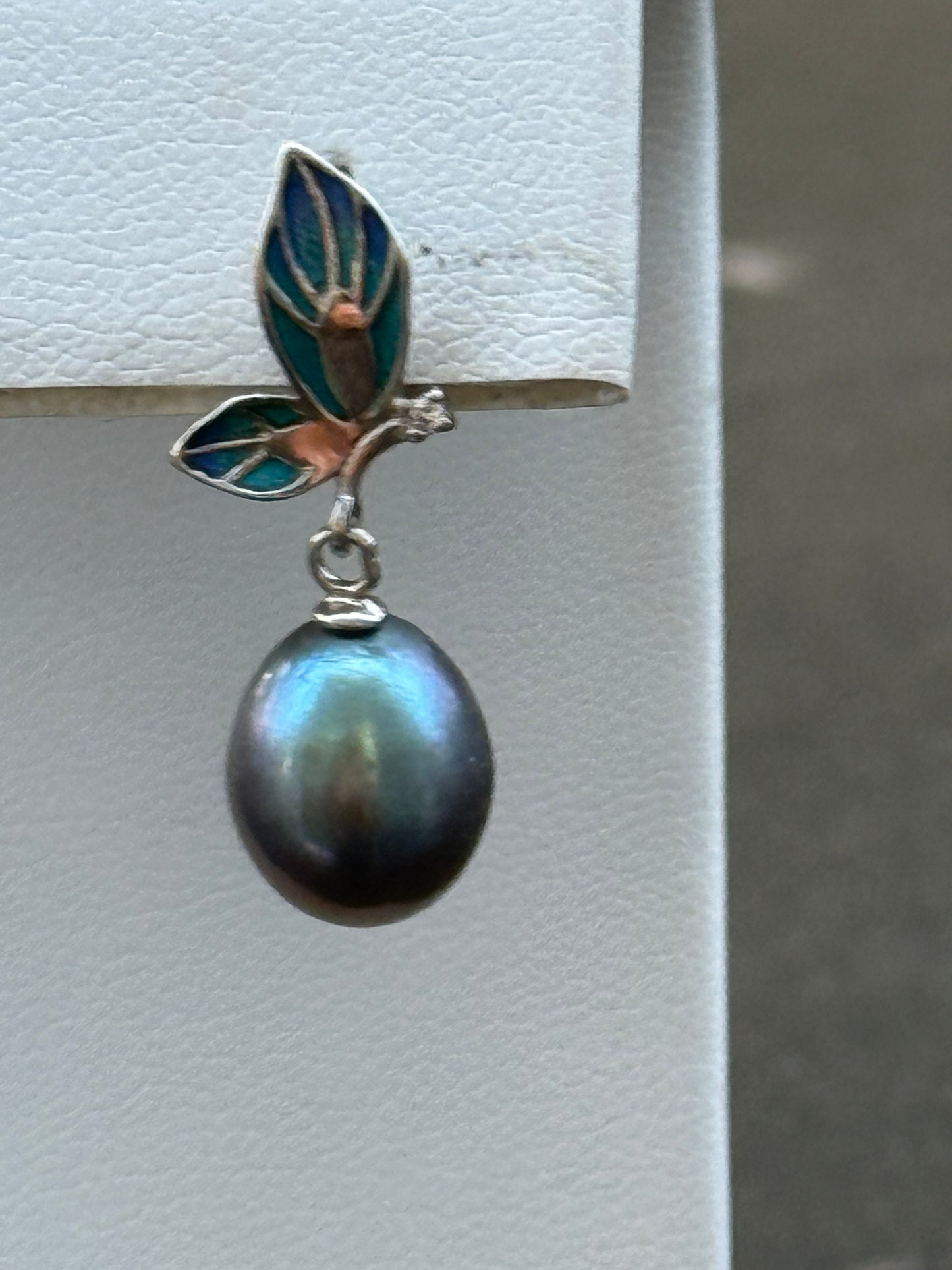 Butterfly and Peacock Pearl Earrings