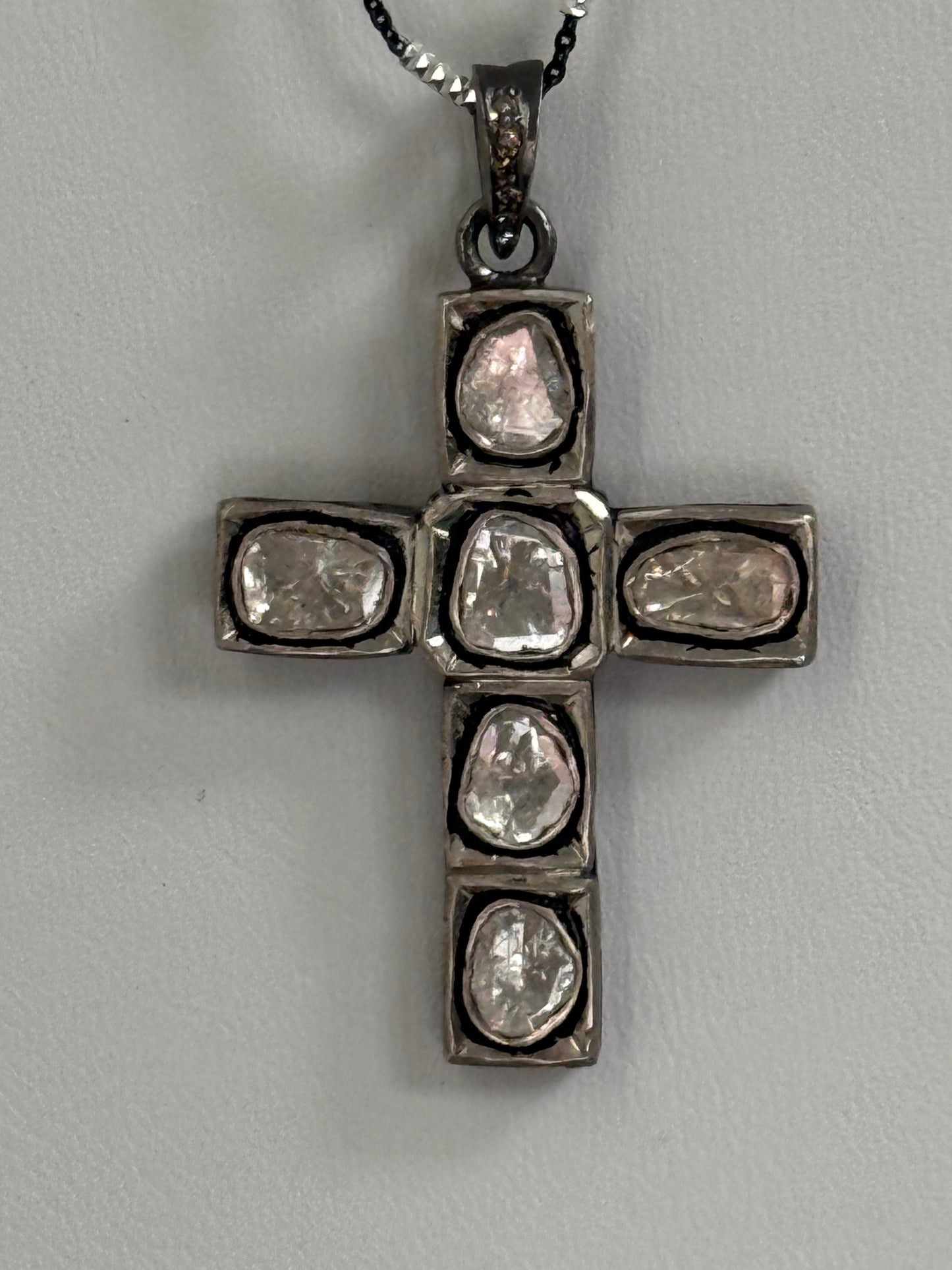 Rose Cut Diamond Cross Necklace
