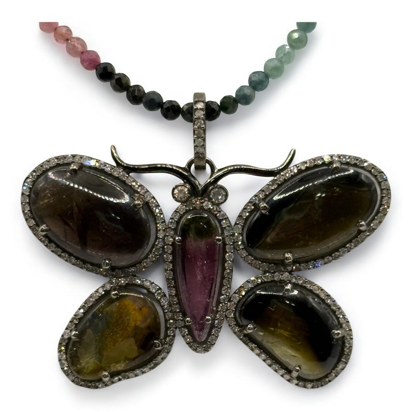 Sapphire and Diamond Butterfly Necklace