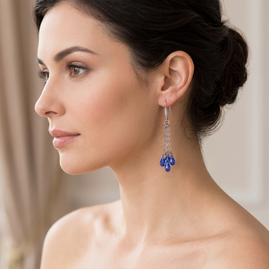 Swarovski Crystal and Sterling Silver Chain Earrings