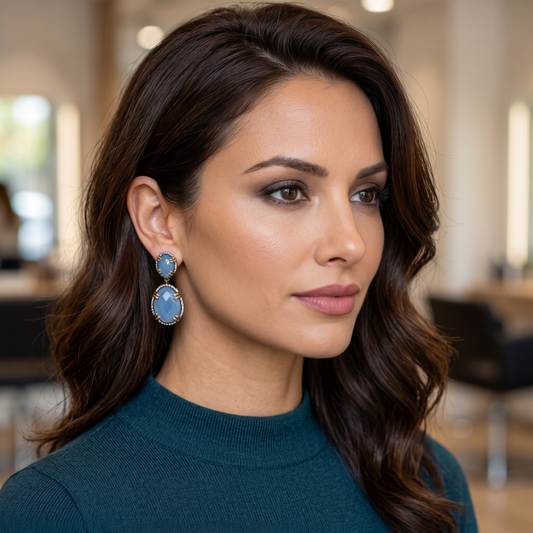 Chalcedony and White Topaz Earrings