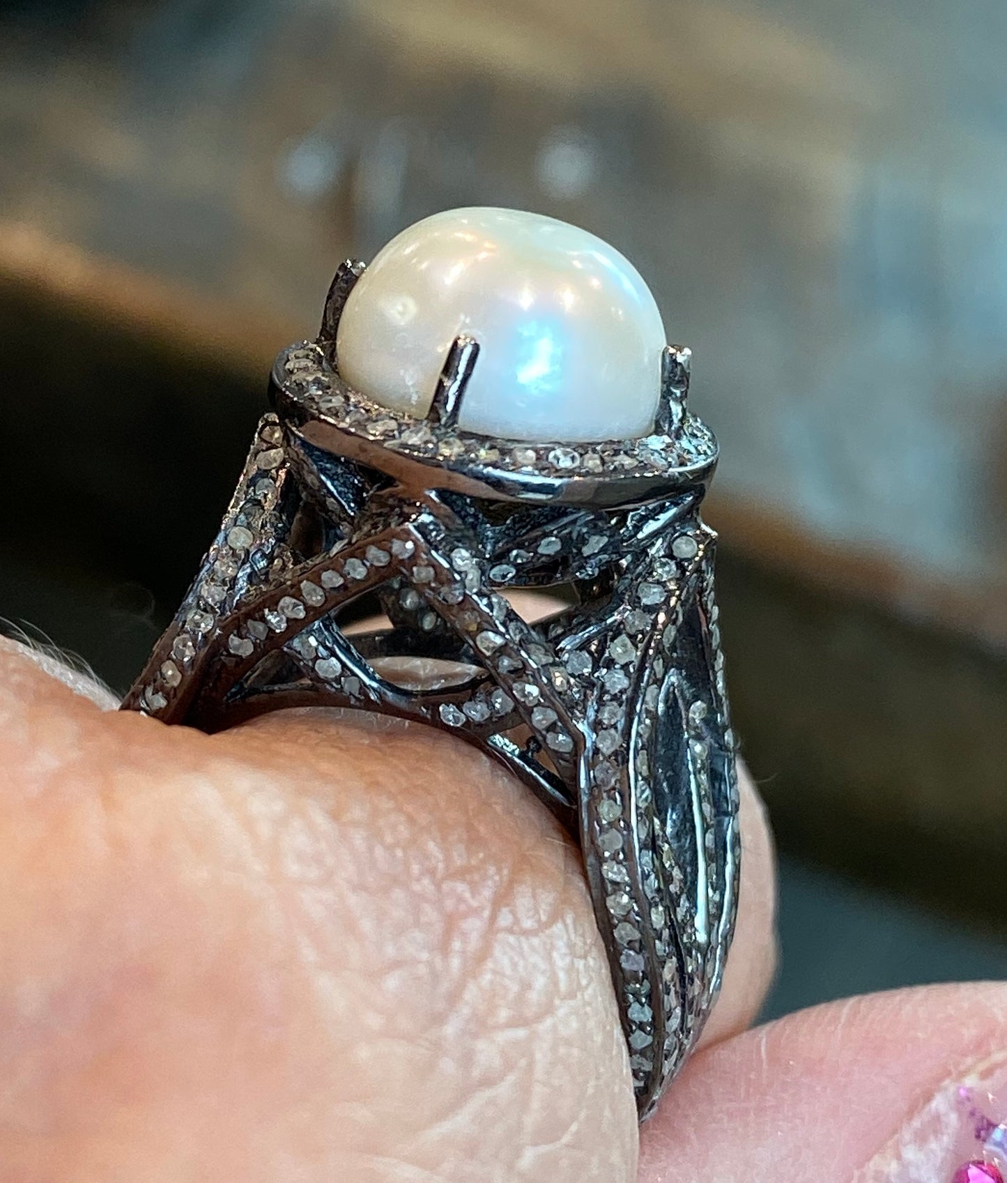 Pearl and Diamond Ring Size 7