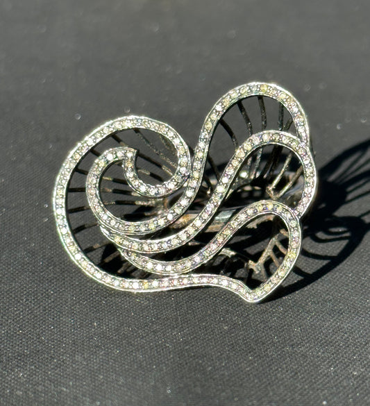 Diamond and Sterling Silver Freeform Heart Ring