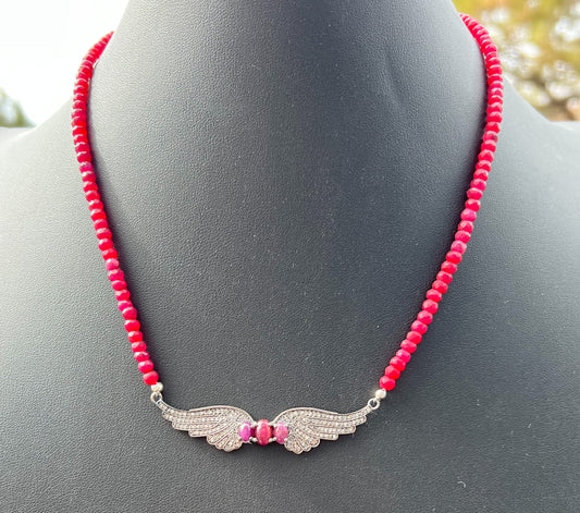 Ruby and Diamond Wing Necklace