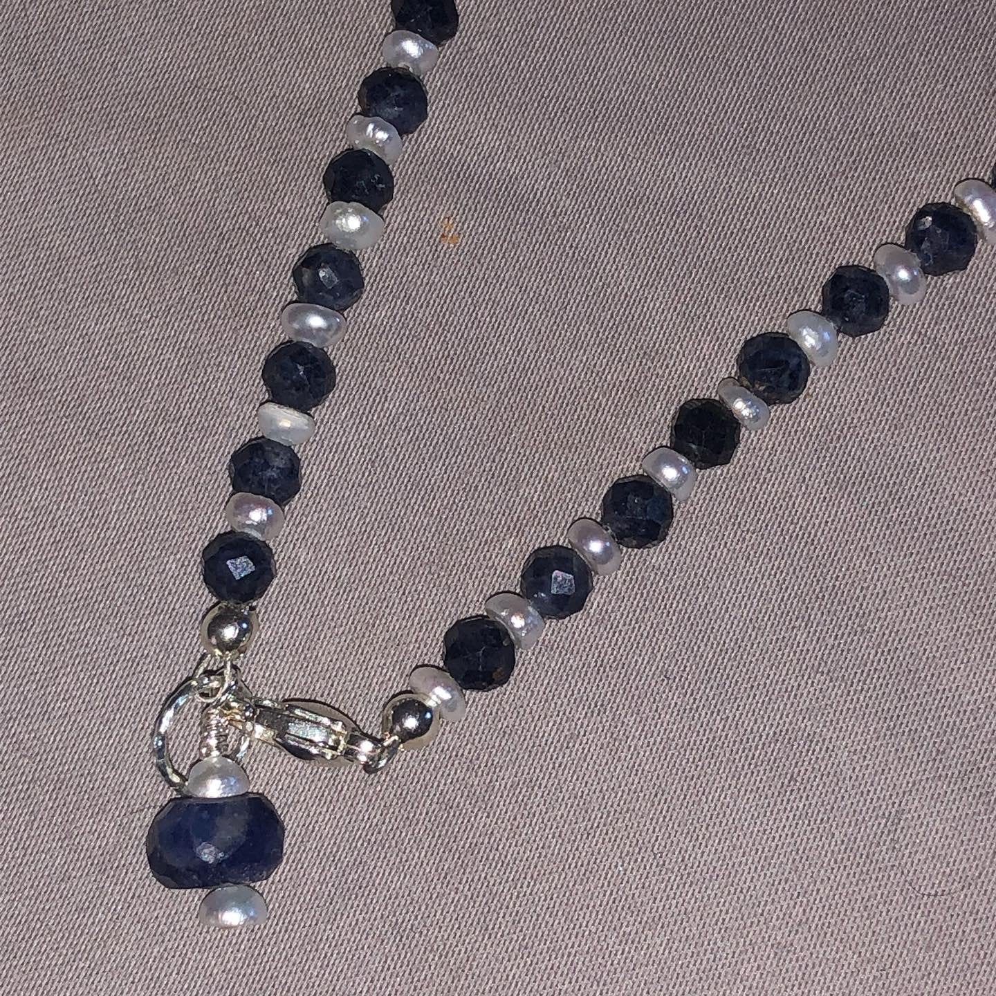 Sapphire and Freshwater Pearl Anklet