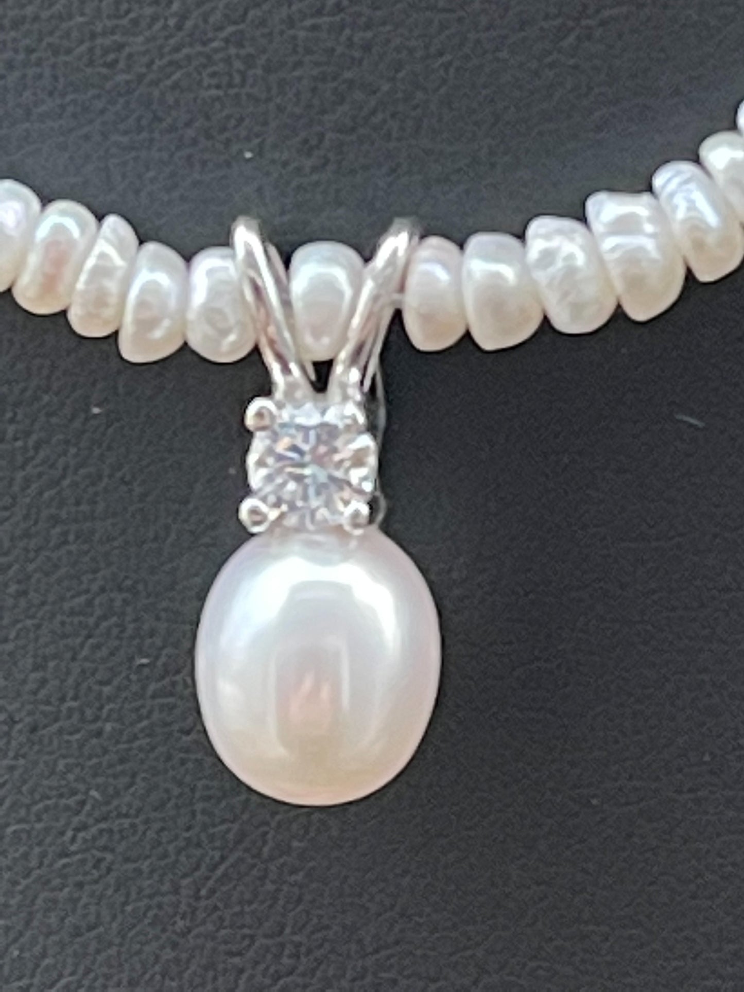 Freshwater pearl and cubic zirconia necklace