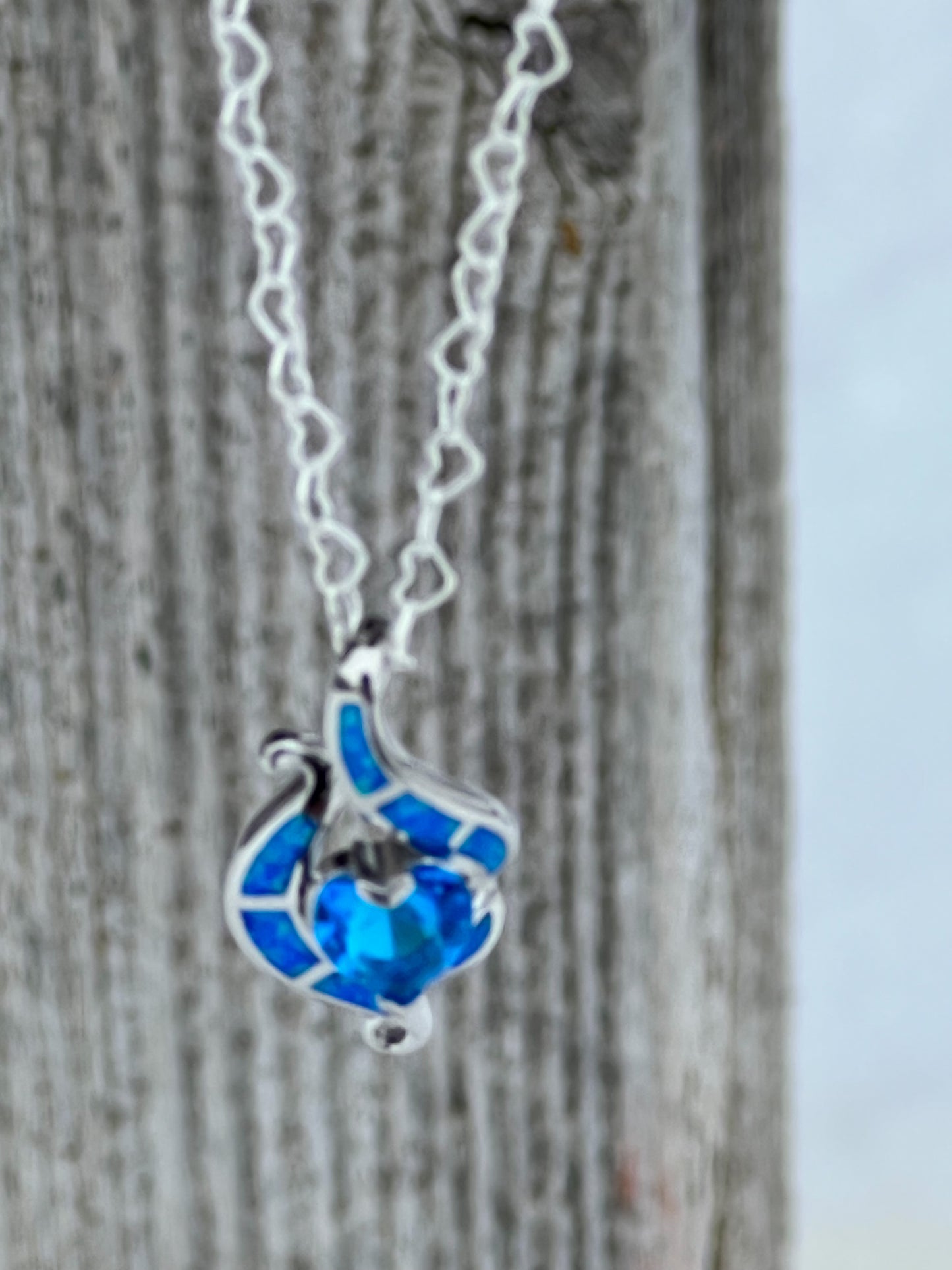 Blue Topaz and Synthetic Opal Necklace