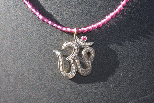 Diamond and Ruby Ohm Necklace