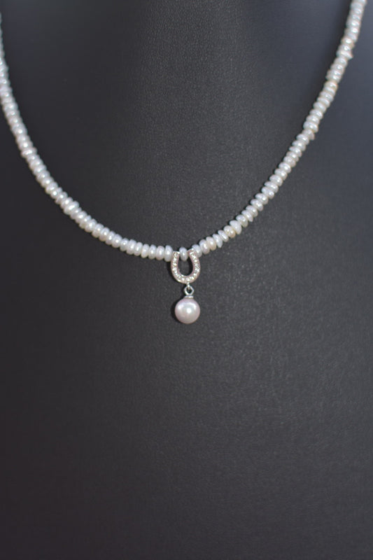Freshwater Pearl and Cubic Zirconia Necklace