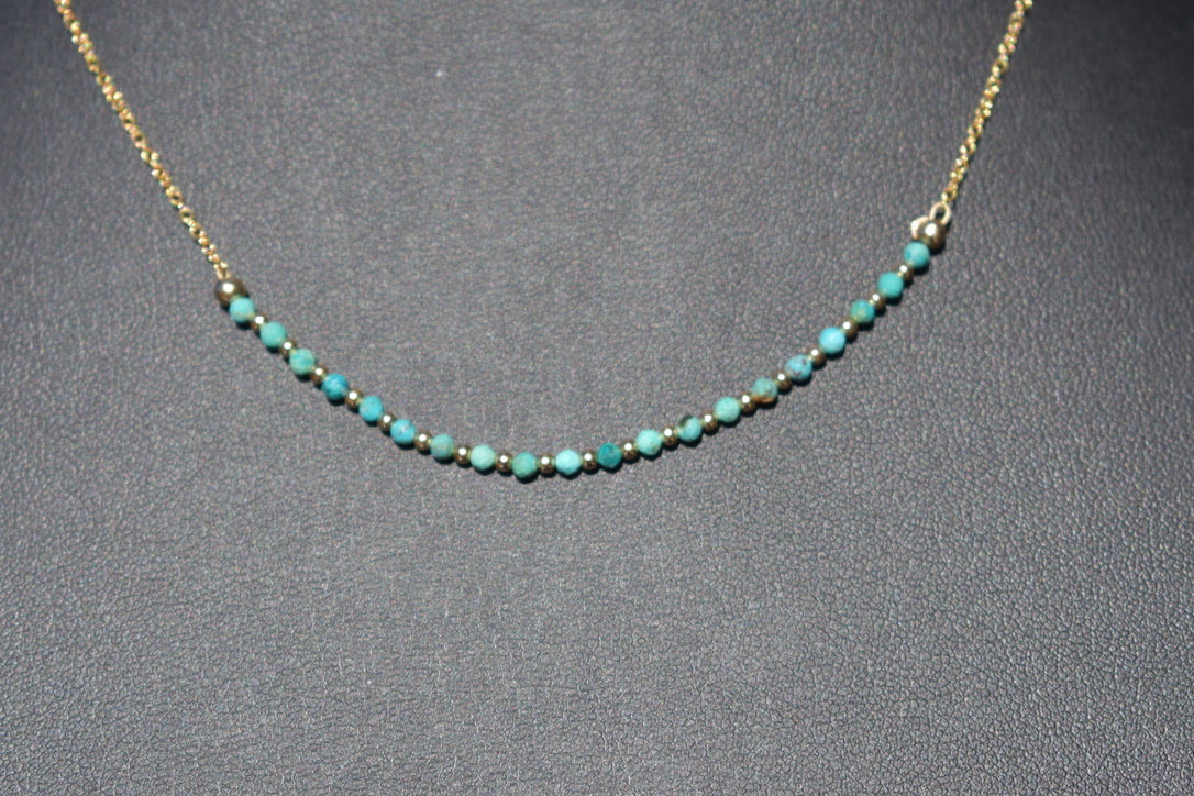 Turquoise and Gold Delicate Necklace